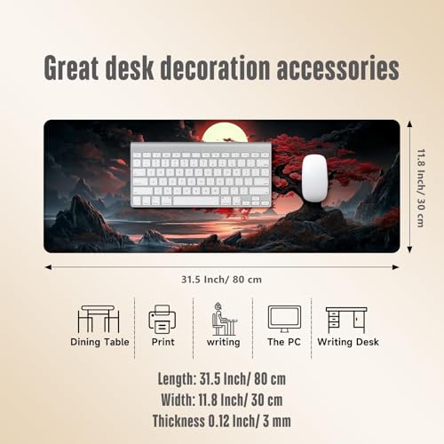 Extended Gaming Mouse Pad, Large Mouse Mat 3 mm Nature Rubber Base Mousepad with Stitched Edges, Non-Slip Desk Mat for Office Home Great Gift 31.5x11.8 Inch (Dark Canyon 2) - color: Dark Canyon 2