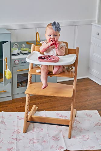 Dollop Disposable Splat Mats (30-Pack) – Large 47” Water-Resistant High Chair Floor Protector – Baby Led Weaning & Toddler Meal Supplies – Biodegradable & Compostable (Rose Wildflower) - color: Rose Wildflower