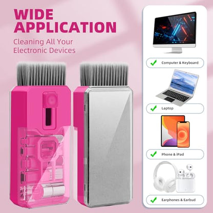 All-in-1 Keyboard Cleaner and Laptop Cleaning Kit - Professional Computer Screen-Safe Tools for MacBook and Electronics - Portable Brush Set for Gamers and Remote Professionals, HotPink - color: HotPink