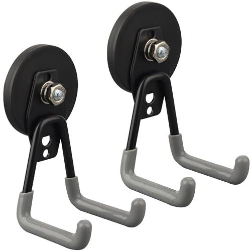 ULIBERMAGNET Heavy Duty Magnetic Hooks,Strong Large Magnet Hooks for Power Drill,Garden Tools, Hose,Pegboard,Garage, Workshop,2 Pack Magnetic Storage Hooks for Indoor Outdoor Hanging(Gray) - style: 2.59" Strong Medium L Gray 2PC