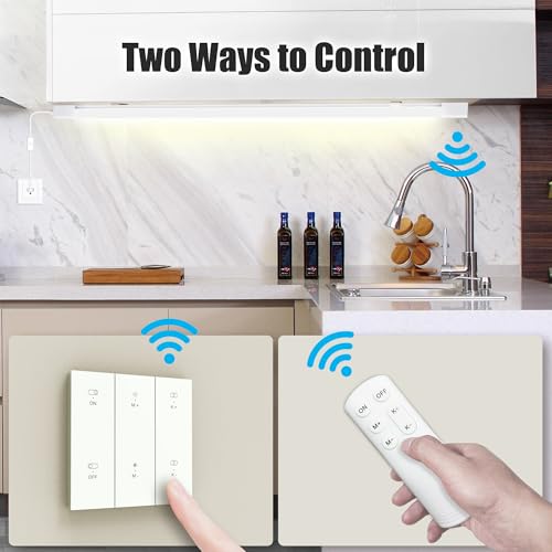 ONIDEK Under Cabinet Lights with Plug. 3000K-6500K Dimming and Color. with Wireless Control Panel and Remote Control.18W 1800LM for Garage, Kitchen, Bathroom, Closet, Office (24 inch-2pcs) - size: 24 inch-2PCS