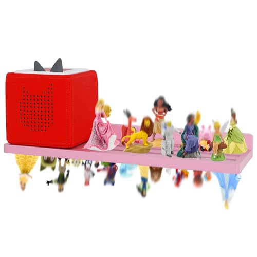 PHOENANCEE for Tonies Shelf Magnetic,for Toniebox Figures Storage Display Shelf 30-36 Character,Wall Floating Shelves Wooden,Compatible Charging Station for Children Kid's Room,Oak,1 Tier - color: Pink, size: 1-Tier
