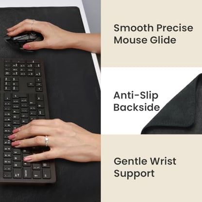 Full Grain Genuine Leather Desk Pad – Black (XL) - Premium Desk Mat with Non-Slip Backing, Thick 3mm, Office Desk Protector for Work & Gaming (Extra Large 35.4 x 15.7 inch) - color: Black