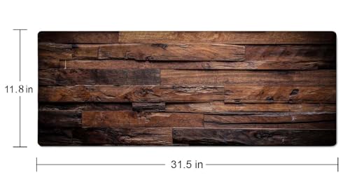 Large Extended Gaming Mouse Pad with Stitched Edges, Non-Slip Waterproof Rubber Base Mouse Pad for Office, Computer, Keyboard, Laptop and Home Desk Pad 31.5 x 11.8 x 0.12 Inch Dark Wood Texture - color: Dark Wood Texture