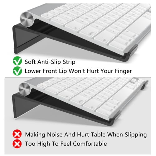 Egchi Acrylic Computer Keyboard Stand for Desk, Keyboard Riser Tilt Lift, Keyboard Holder for Desktop, Desk Keyboard Lifter（Black） - color: Black 11.8in L* 5.1in W* 1.3in H