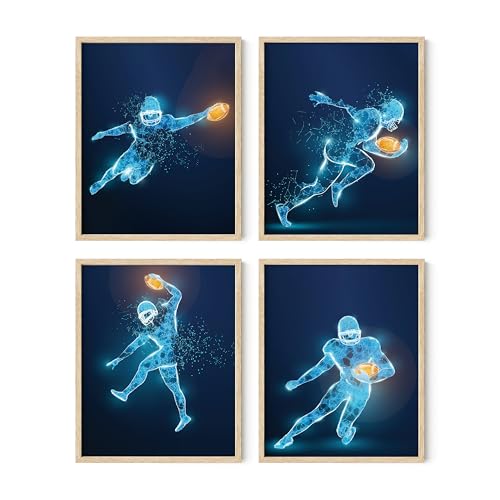 Summit Designs Football Wall Art - Posters - Room Decor, Sports Wall Decor - Poster, Themed Bedroom - Set Of 4 (8x10) Unframed Prints 16x20 (Unframed) - color: X-ray, size: 16x20, style: Unframed