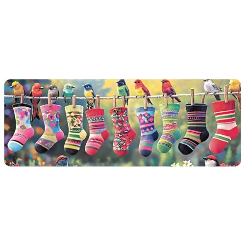 Leather Socks Desk Pad, Colorful Art Mouse Pad Large Computer Keyboard Gaming Mousepad Waterproof Desktop Protector & Cover, Decorative PU Leather Laptop Mouse Mat Home Decor 10 x 25.6 inch C87 - color: colorful-6