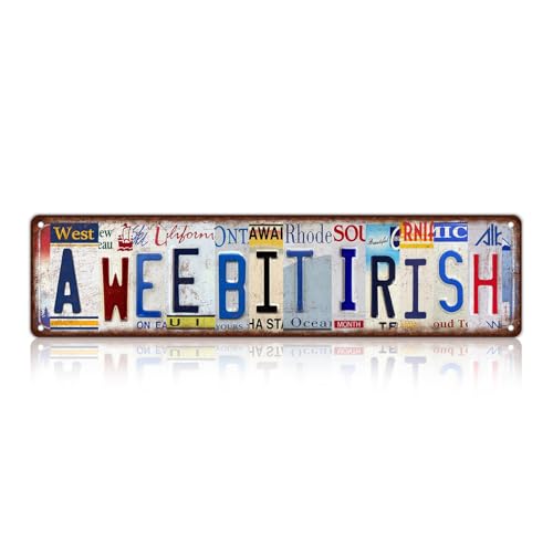 Vintage a Wee Bit Irish Metal Tin Signs Wall Decor | Man Cave Street Signs 16 x 4 Inches - color: a Wee Bit Irish
