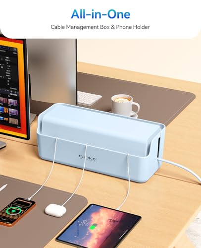 ORICO Cable Management Box, Cord Hider Box to Conceal Power Strips on Desk or Floor, Keeping Cords Tidy and Protected from Damage, Stylish Cable Organizers for Home, Office, School - PB03 - color: Blue