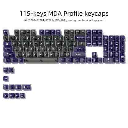 dagaladoo Transparent Black Purple Keycaps,Glossy Jelly Key caps Clear | Shine Through keyboard keycaps translucent,MDA Profile,115 keys PC keycaps for Mechanical Keyboard with MX Switches - color: Black and Purple