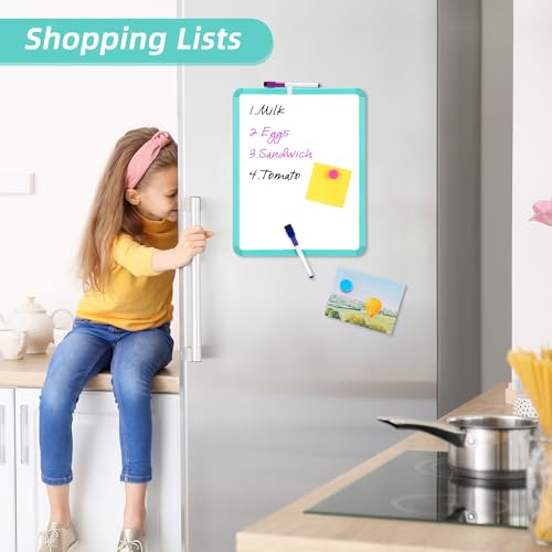 VUSIGN Small White Board Dry Erase, 14'' x 11'' Magnetic Dry Erase Board, Mini Whiteboard with Markers for Students, Fridge, Wall, Locker, Green - color: H-green 1 Pack