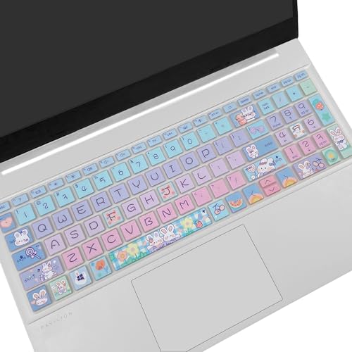 Keyboard Cover for 15.6 HP Laptop 15-fc 15-fd 15t-fd 15z-fc Series, HP Pavilion 15-eg 15t-eg 15-eh 15-er, 17z-ca 17-cn 17-cp 17z-cp Series, Cute Bunny - color: Cute Bunny