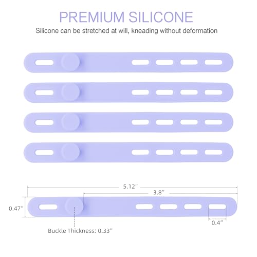 Donruby 24Pcs Silicone Cable Ties - Reusable & Washable with Locking Buckles, Adjustable Fastening Cable Management Straps, Multi-Purpose High Elasticity Cord Organizer (Purple) - color: Purple
