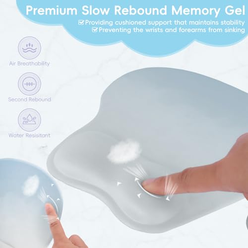 Mouse Pad with Wrist Rest Ergonomic Mouse Pad with Comfortable M-Shape Pain Relief Wrist Support Non-Slip PU Base Mousepad for Laptop, Office & Home (Light Blue) - color: Light Blue