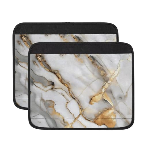 Wheelchair Armrest Covers Gold White Marble Print Wheelchair Parts Accessories Portable Mobile Arm Support for Wheelchair Office Transport Chair Mobility Scooter Gift for Women Men - color: Gold White Marble