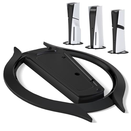 playvital Vertical Stand for ps5/Slim/ps5 Pro Console, Non-Slip Base, Black | Space-Saving,Cooling Improved, Anti-slip pads, Stable Stand, Vertical Mount Base Accessories, for Console Disc & Digital - color: Black
