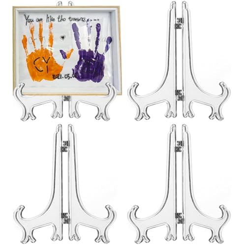 LonlyEagle 4 Pack 12 Inch Clear Plastic Easels or Stand/Plate Holders to Display Pictures or Other Items at Weddings, Plate Stands for Home Decoration, Birthday, Tables - size: 12 inch