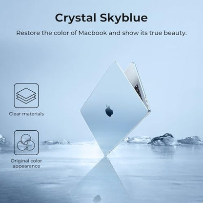 EooCoo Case Compatible with MacBook Air 13 inch M5 2026-2022 Release M4 M3 M2 A3449 A3240 A3113 A2681, Hard Shell&Keyboard Skin Cover&Screen Protector for Mac Air 13.6 inch, Gloss SkyBlue - color: Gloss Skyblue