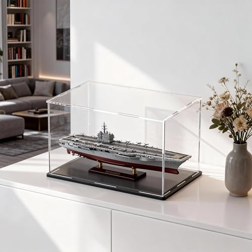 Acrylic Box with Matt Black Base, Simple Self-Assembly Clear Acrylic Display Case, 14.5x11x11 inch Showcase with Lid for Collectibles & DIY Dollhouse - color: Matt Black, size: 14.5x11x11 inch