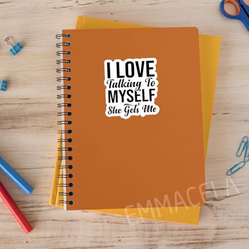 (3PCS) I Love Talking to Myself She Gets Me Sticker, Funny Sarcastic Stickers - Waterproof Vinyl Decal for Laptop, Tumbler, Water Bottle, Scrapbook, Gift for Women, Introvert 3" x 2.7 " - color: I Love Talking to Myself She Gets Me