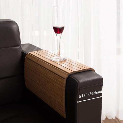 GEHE Sofa Arm Tray Table - Flexible/Foldable Couch Arm Table Perfect for Drink & Snacks Great Armrest Tray (16.5" L x 13.25" W x 0.35" H, Natural Bamboo) - color: Natural Bamboo