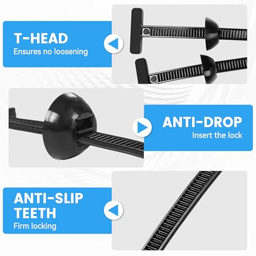100 Pcs Nylon Universal Cable Tie Buckle - New T Multifunctional Nylon Zip Ties With Pin & Button Design Plastic Cable Fixion Tools Fasteners UV Resistant Zipties for Cars Daily Repair Bumper Clips