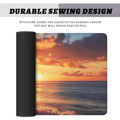 Sunset Beach Mouse Pad Tropical Palm Trees Ocean Waves Large Desk Mat with Stitched Edges,Non-Slip Waterproof Rubber Base Mouse Mat 31.5 x 11.8 Mouse Pads for Desk Home Office Gaming - color: Sunset Beach, size: 31.5" x 11.8"