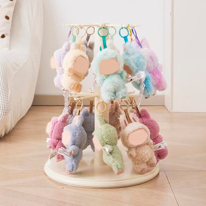 Rotating Display Case - 360° Clear Figure & Keychain Display Case with Dust Proof Cover,for 17/15cm Plush Dolls, Stackable Holder Display Shelf for Collectibles,NO Dolls (Rotate) - size: 18 Inch tall