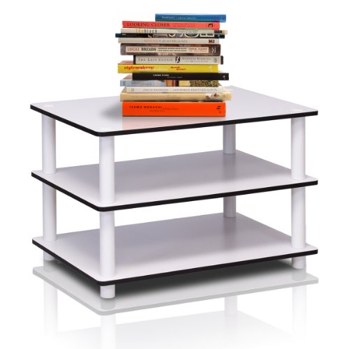 Furinno JUST Coffee Table, 3-Tier Modern Coffee Table with Open Shelf, Toolless Assembly Side Table, for Living Room, Bedroom, Home Office, White - color: White/White, size: Tall 23.6"(W)x15.6"(H)x15.6"(D)
