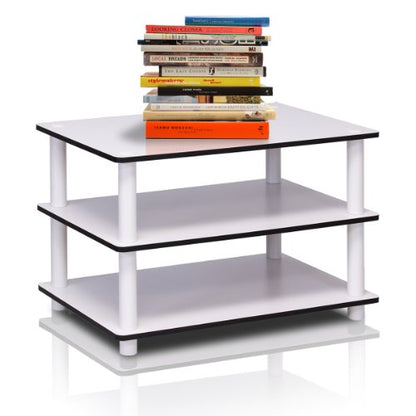 Furinno JUST Coffee Table, 3-Tier Modern Coffee Table with Open Shelf, Toolless Assembly Side Table, for Living Room, Bedroom, Home Office, White - color: White/White, size: Tall 23.6"(W)x15.6"(H)x15.6"(D)