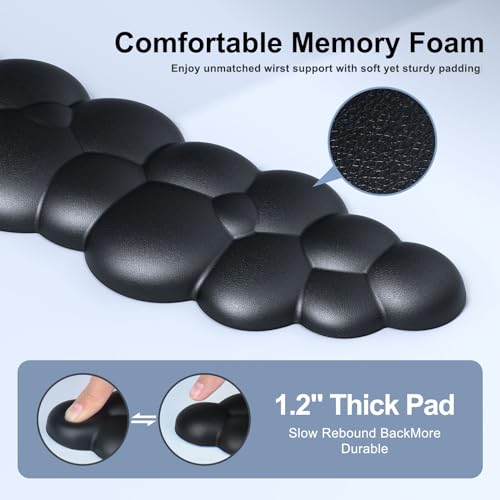 MOKURU Cloud Mouse Pad with Wrist Rest, Cloud Keyboard Wrist Rest, Mouse Pad Wrist Support, Ergonomic Keyboard Mouse Wrist Support (Black) - color: Black