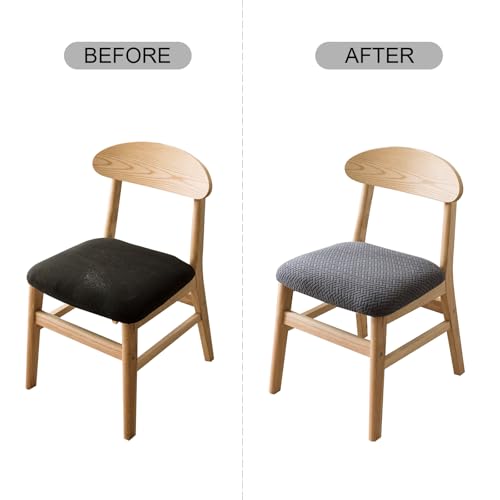 Genina Seat Covers for Dining Room Chair Seat Slipcovers Kitchen Chair Covers (Dark Gray, 6 Pcs) - color: Dark Gray, size: 6 PCS