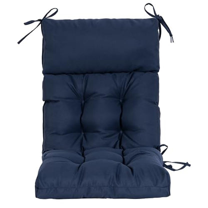 QILLOWAY Outdoor Rocking Chair Cushions Set of 2, 100% Polyester Waterproof Patio Rocking Chair Cushion, High Back Weatherproof Chair Pad for Adirondack & Outdoor Furniture, Navy Blue - color: Navy