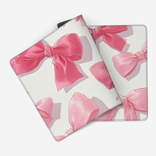 Extended Gaming Mouse Pad, Pink Bow Pattern, 35.4x15.7 Inches, Rubber, Rectangular, Anti-Slip Base, Stitched Edges - color: Bowknot