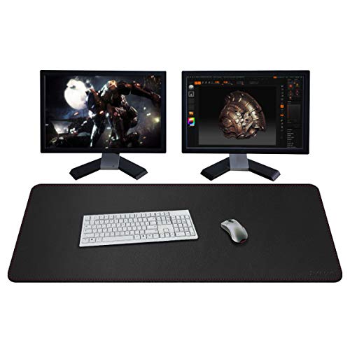 ZORESYN XXL Desk Mat - 43.3"x19.7" PU Leather Desk Pad for Office & Home, Waterproof and Durable Desk Protector for Keyboard and Mouse (Black) - color: Black, size: 43.3L x 19.7W inches