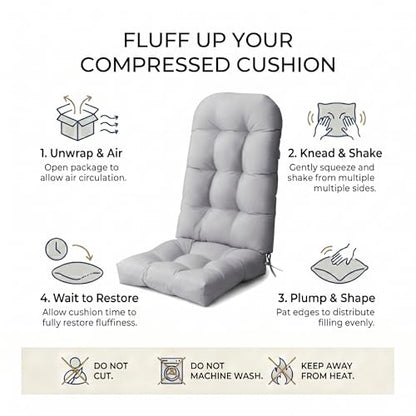 Crestlive 50x20x4 Inch Adirondack Chair Cushion, Outdoor Rocking Chair Cushions Water Resistant High Back Patio Chair Cushions Set of 2, Thick Patio Replacement Cushions Light Gray - color: Light Grey, size: 2