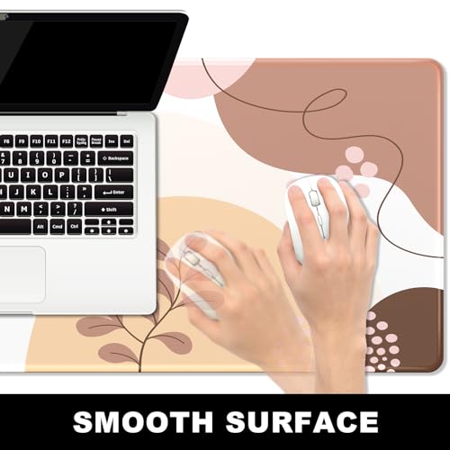BOSOBO Large Desk Pad, XXL Extended Gaming Mouse Pad & Keyboard Mat, Desktop Full Cover 31.5 x 11.8 Inches, Boho Pink Abstract Flower - color: Boho Pink Abstract Flower, size: XL - 31.5 x 11.8 Inches