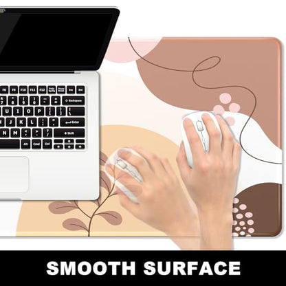 BOSOBO Large Desk Pad, XXL Extended Gaming Mouse Pad & Keyboard Mat, Desktop Full Cover 31.5 x 11.8 Inches, Boho Pink Abstract Flower - color: Boho Pink Abstract Flower, size: XL - 31.5 x 11.8 Inches