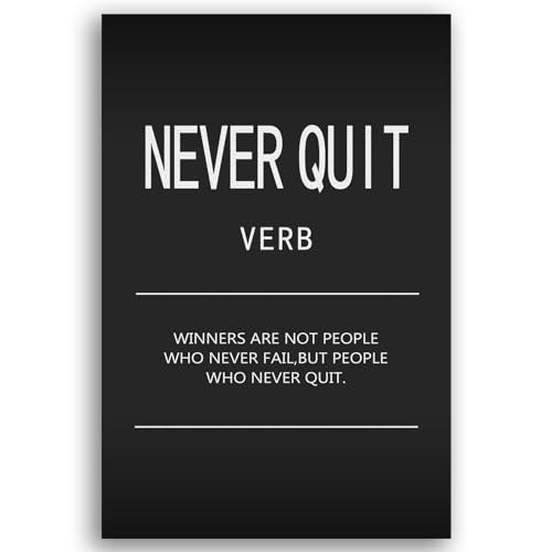 Inspirational Office Decor Wall Art Canvas Never Quit Verb Artwork for Home Motivational Quotes Bedroom Inspirational Posters Wall Art for Living Room Wood Framed Ready to Hang[12" W X 18" H] - color: A-ONE-09, size: 12"L x 18"W