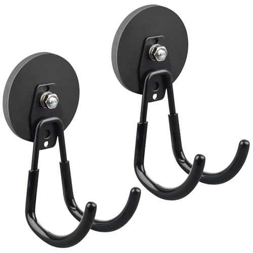 ULIBERMAGNET Strong Magnetic Hooks,2 Pack Heavy Duty Large Magnetic Hooks for Extension Cord, Cable, Hose, Power Cord,Rope,Drill,Jig Saw,Circular Saw,Garden Lawn Tools (Black/3.46inch) - style: 3.46" Sturdy Magnetic XJ Hooks Black 2PC