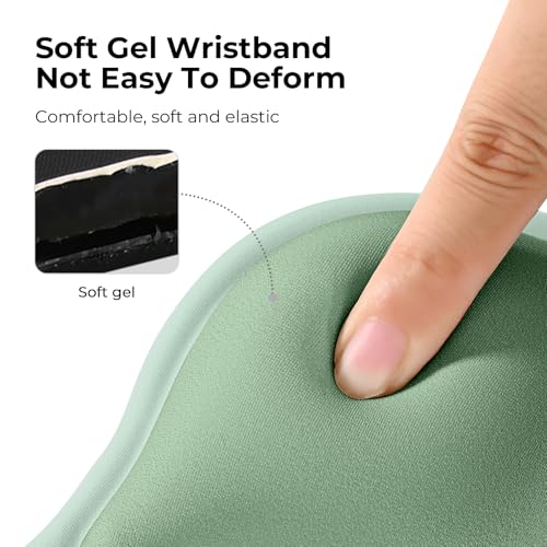 EooCoo Ergonomic Mouse Pad with Gel Wrist Rest Support Middle Concave Design, Relieve Wrist Pain Mousepad, Non-Slip Base for Laptop, Office Desk Accessories, Carpal Tunnel Syndrome-Avocado Green - color: Avocado Green