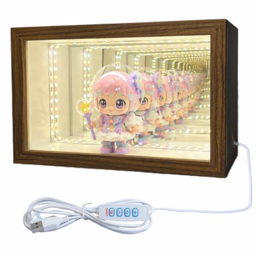 Acrylic Display Case for Collectibles – Lighted Infinity Mirror Mini & Action Figure Cabinet