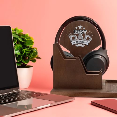 Blosssound Gamer Gifts for New Dad Wood Headphone Stand Wooden Controller and Headset Stand Gifts for Gamer Dad Father Birthday Gift Gaming Desk Accessories for Fathers Day Birthday Anniversary
