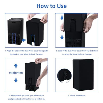 Mcbazel Dust Cover for Xbox Series X Console, Easy Access Cable Port, Anti-scratch Protective Case Cover Waterproof for Xbox Series X Console - Black