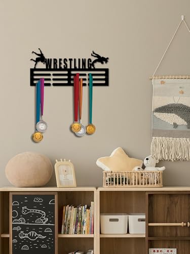 Resama Medal Hanger Holder Display Wall Rack Frame Shelf-Medal Hanger Awards Ribbon Soccer,Gymnastics,Holder Display Rack for 60 Medals - color: Black