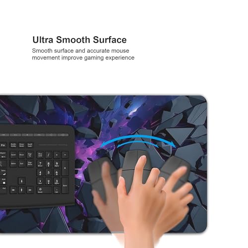 Extended Gaming Mouse Pad, Abstract Neon Design, Anti-Slip Rubber Base, Rectangular, 35.4 x 15.7 Inches - color: shattered rock