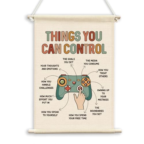 QWFFNBMU Mental Health Positive Gaming Wall Decor, Teen Boy Room Poster Hanger, Decor, Motivational Wall Canvas Flag Banner Therapy Office Decor for Teen Boy Room School Counselor Psychologist Office