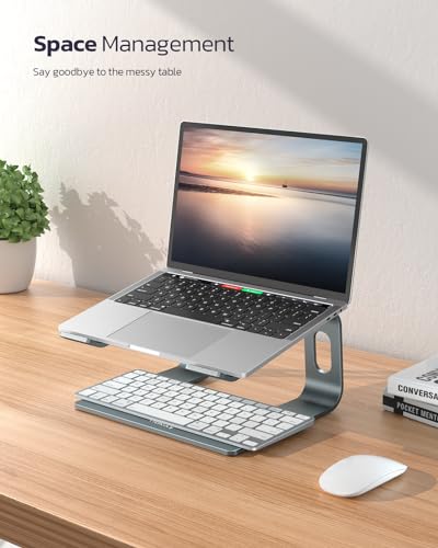 Nulaxy All-Aluminum Laptop Stand for Desk, Ergonomic Detachable Ventilated Cooling Computer Riser, Anti-Slip Design Notebook Holder Compatible with All 10-16" Laptops (MacBook, Dell XPS, HP, Lenovo) - color: A-Grey