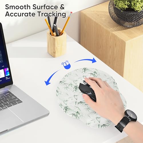 RICHEN Ergonomic Mouse Pad with Wrist Support,Non-Slip Rubber Base for Computer Laptop & Mac,Lightweight Rest for Home,Office & Travel (Bamboo Leaf) - color: Bamboo Leaf
