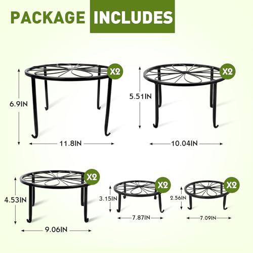 ESRICH 10 Pack Plant Stand, Metal Plant Stands for Outdoor Indoor Plants, Heavy Duty Plant Stands for Multiple Plant, Anti-Rust Iron Plant Pot Shelffor Planter, Potted Plant Holder for Garden Home